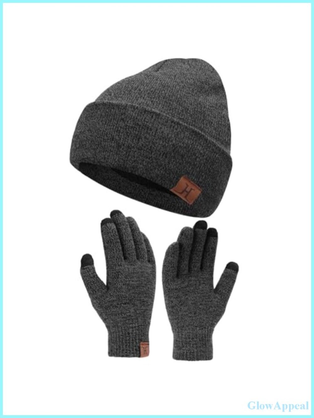 Winter Beanie Hat & Touchscreen Gloves Set Fleece Lined Unisex